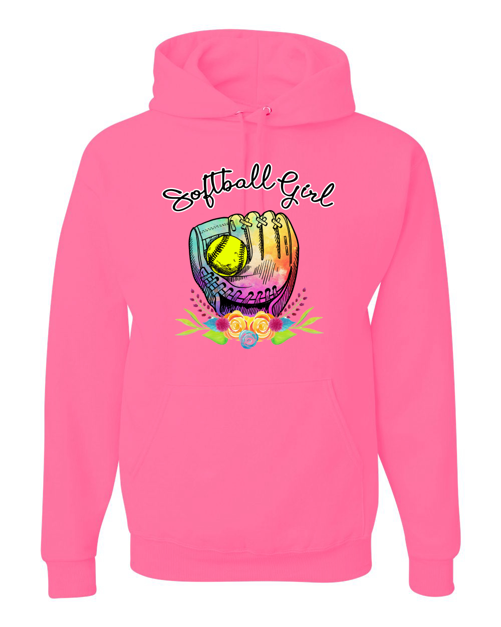 Colorful Softball Girl Sports Unisex Graphic Hoodie Sweatshirt - Picture 12 of 22