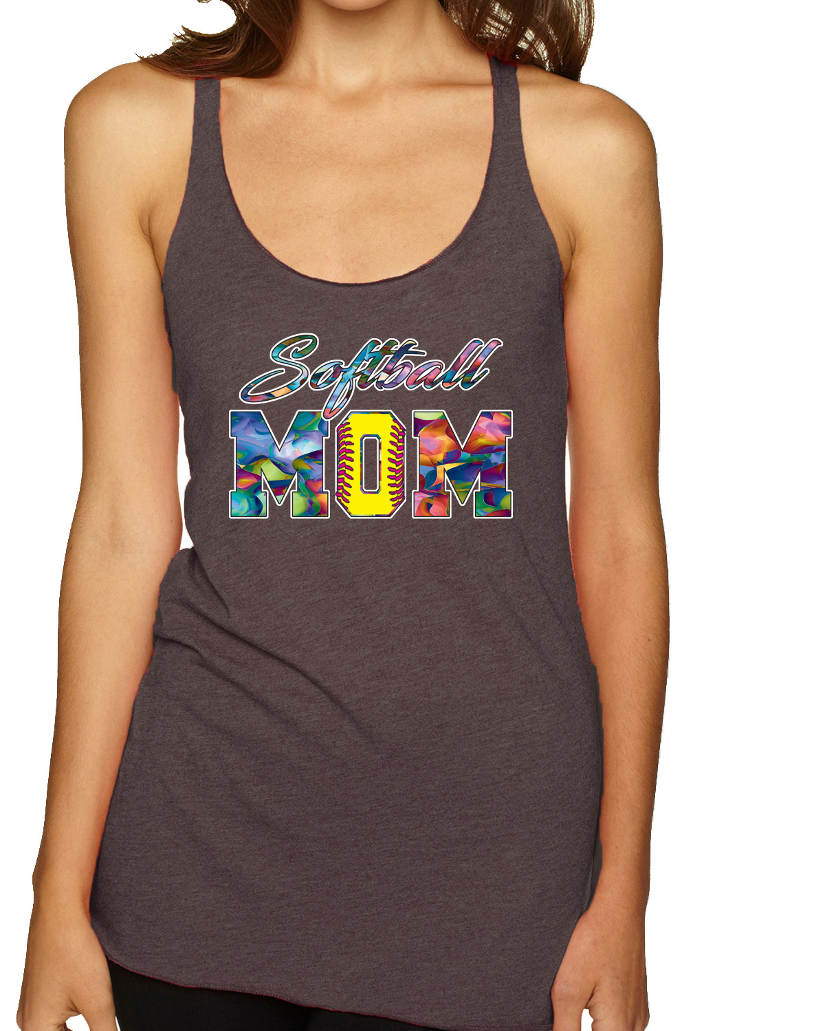 Colorida camiseta sin mangas de softbol mamá madre día triple mezcla Racerback - Imagen 3 de 12