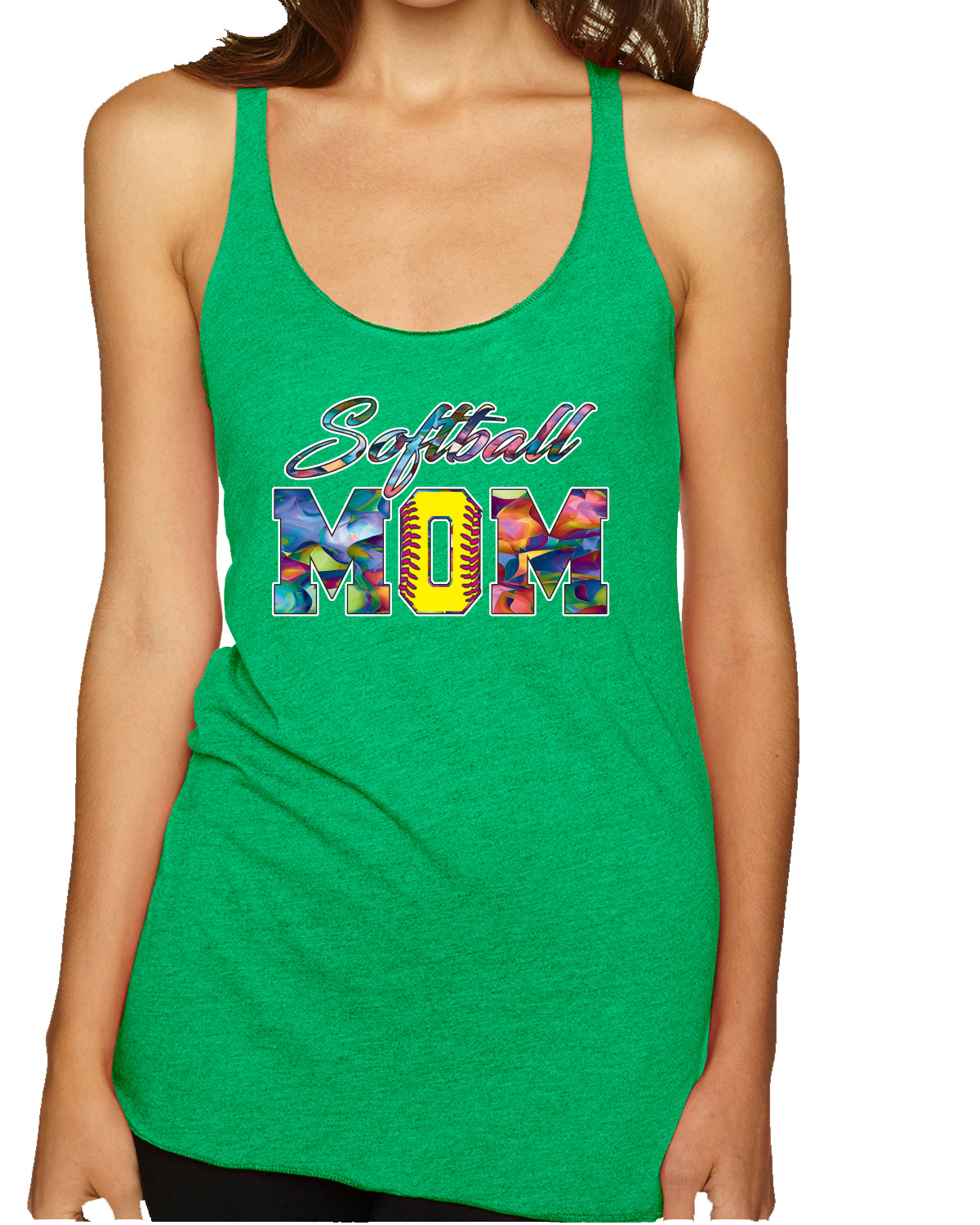 Colorida camiseta sin mangas de softbol mamá madre día triple mezcla Racerback - Imagen 5 de 12
