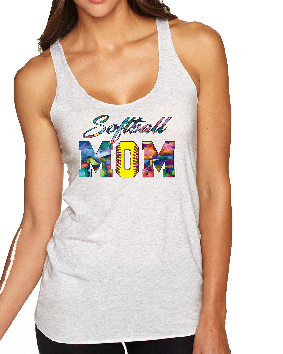 Colorida camiseta sin mangas de softbol mamá madre día triple mezcla Racerback - Imagen 6 de 12