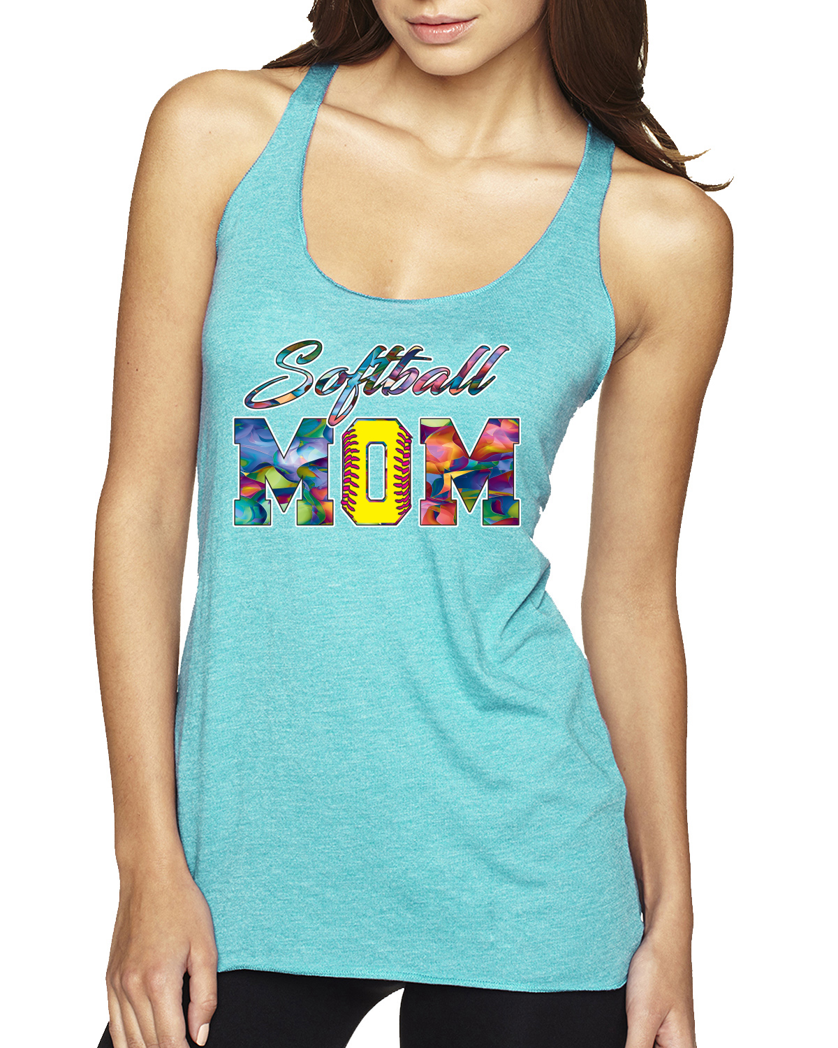 Colorida camiseta sin mangas de softbol mamá madre día triple mezcla Racerback - Imagen 4 de 12