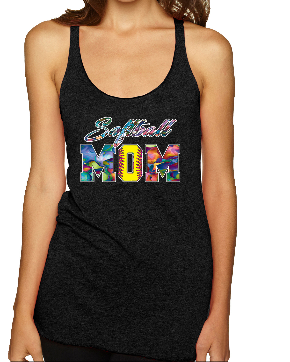 Colorida camiseta sin mangas de softbol mamá madre día triple mezcla Racerback - Imagen 8 de 12