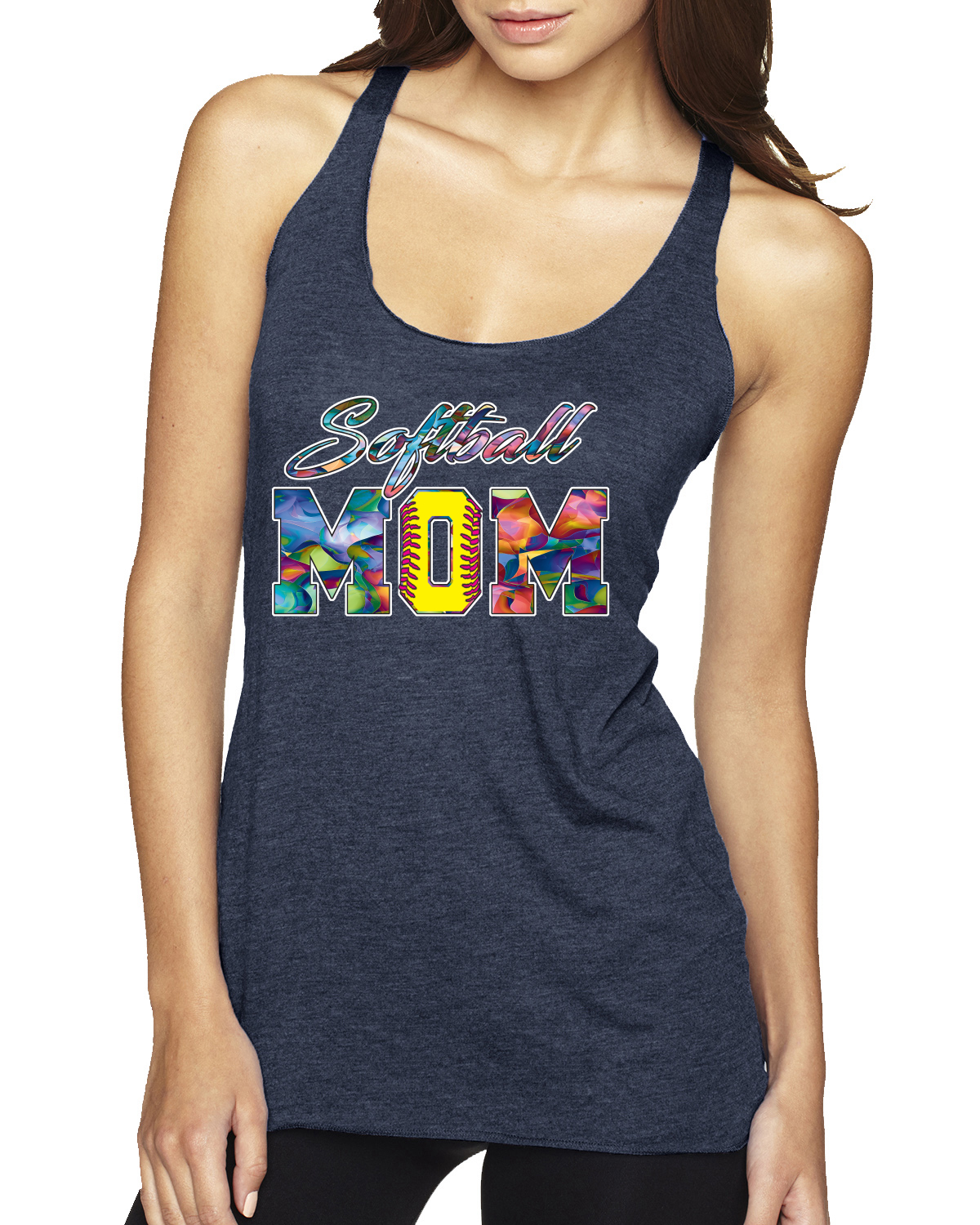Colorida camiseta sin mangas de softbol mamá madre día triple mezcla Racerback - Imagen 9 de 12