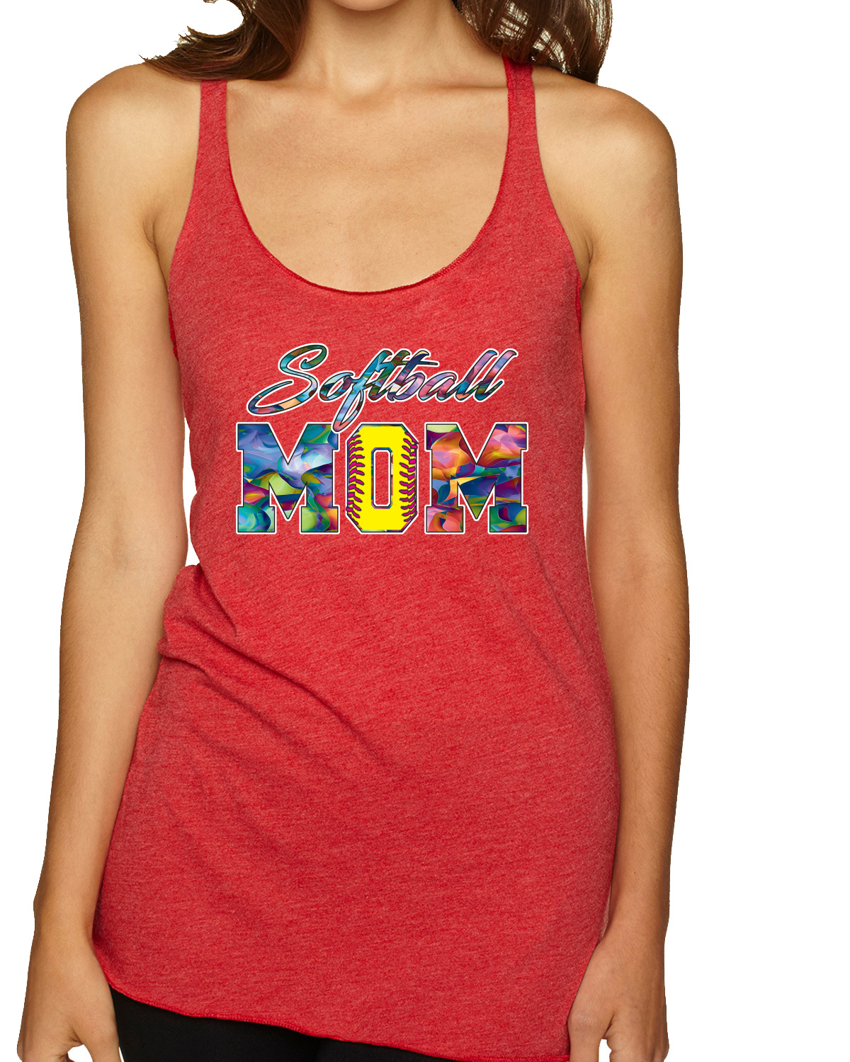 Colorida camiseta sin mangas de softbol mamá madre día triple mezcla Racerback - Imagen 10 de 12