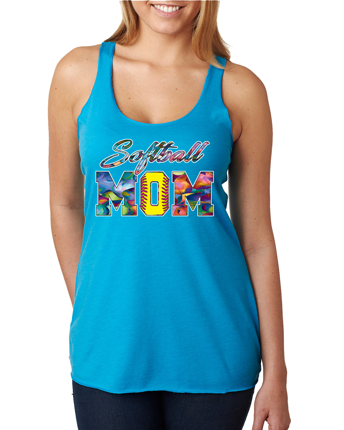 Colorida camiseta sin mangas de softbol mamá madre día triple mezcla Racerback - Imagen 12 de 12