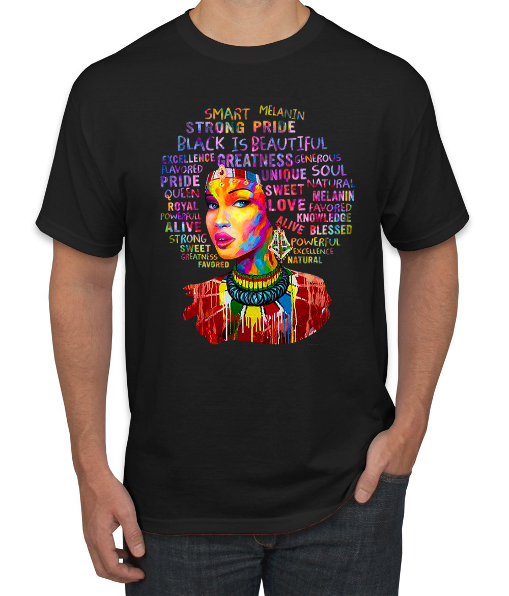 Watercolor Smart Strong Powerful Black Queen Black History Month Men Tshirt