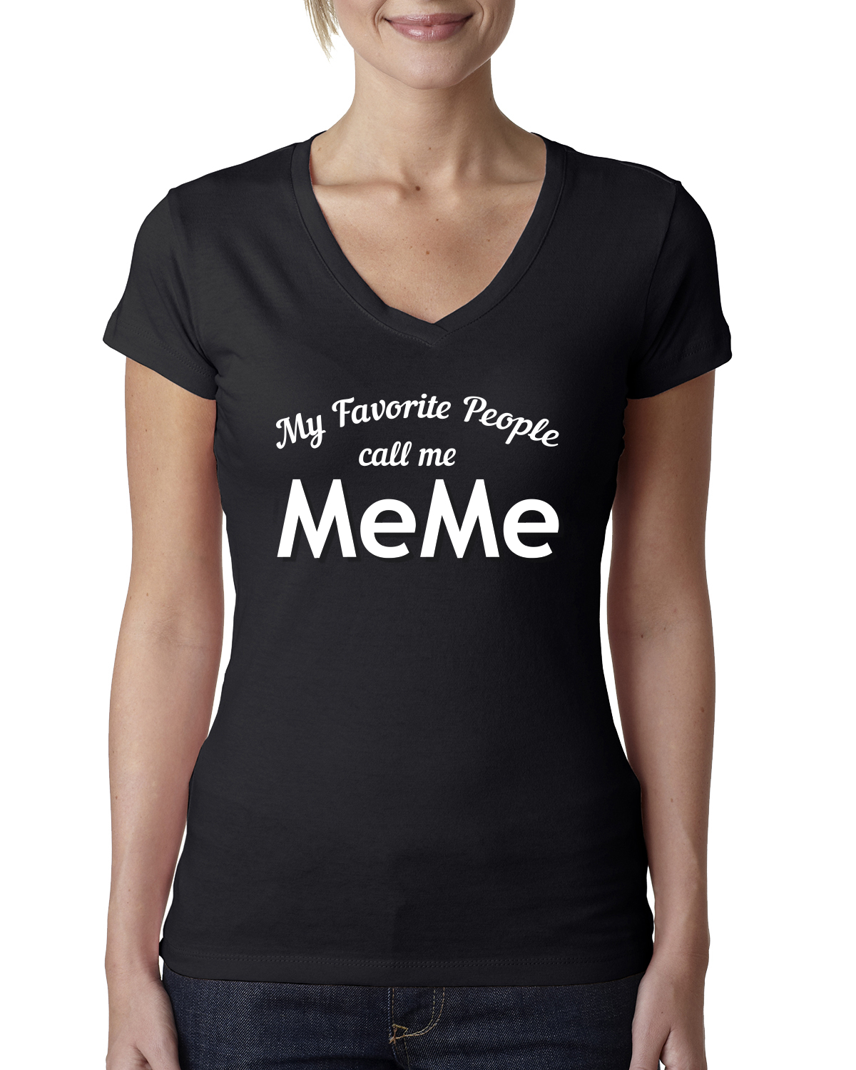 My Favorite People Call Me Meme Mothers Day Women Junior V-Neck Tee - Picture 3 of 12