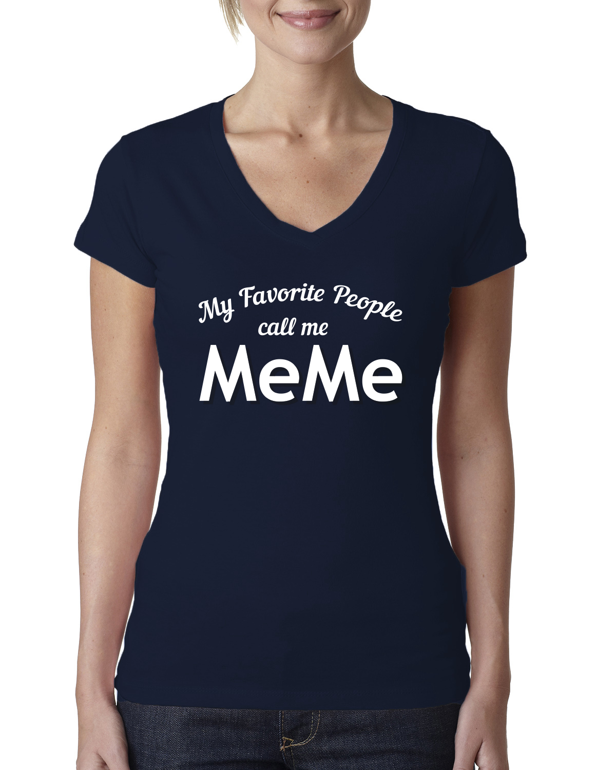 My Favorite People Call Me Meme Mothers Day Women Junior V-Neck Tee - Picture 5 of 12
