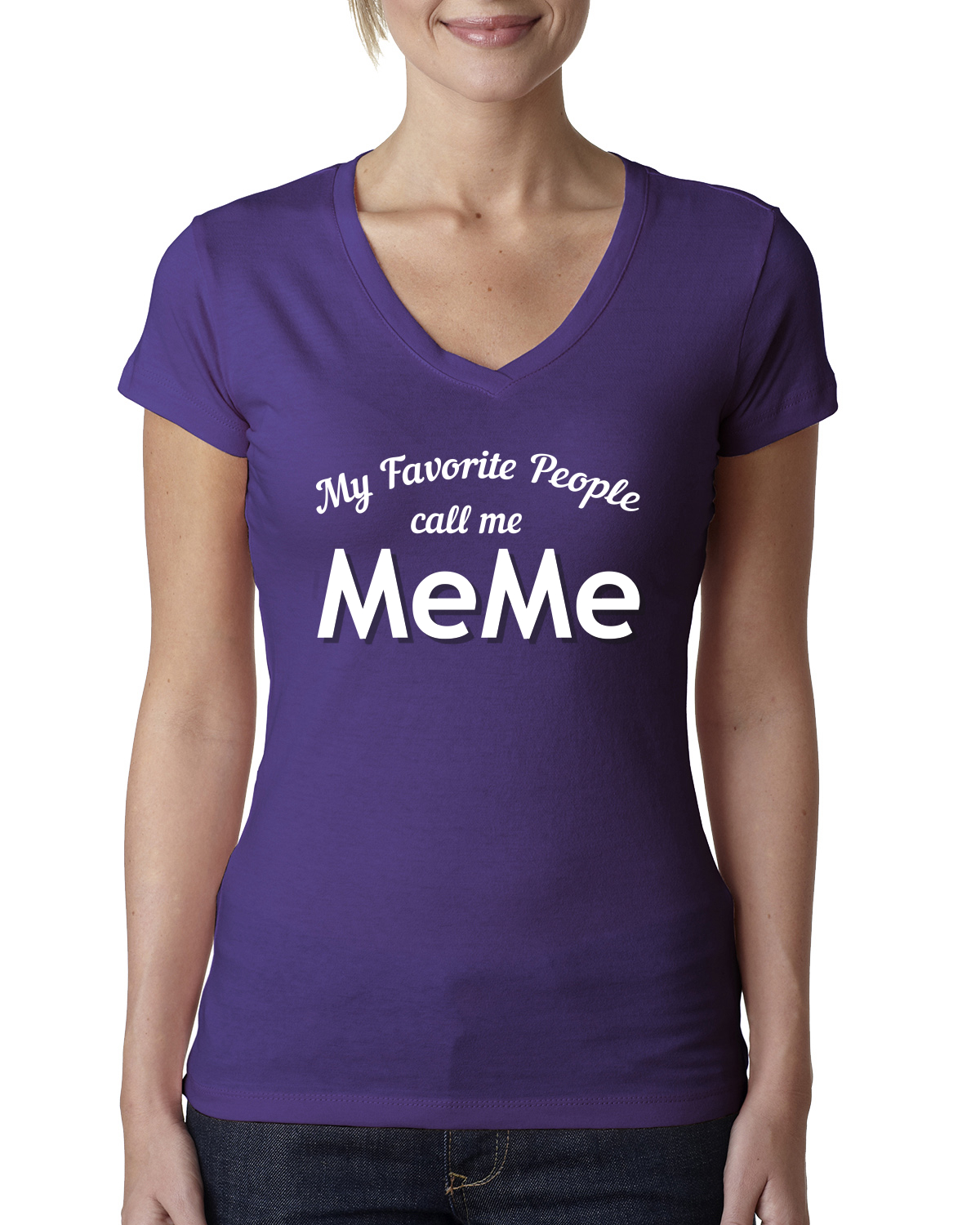My Favorite People Call Me Meme Mothers Day Women Junior V-Neck Tee - Picture 10 of 12