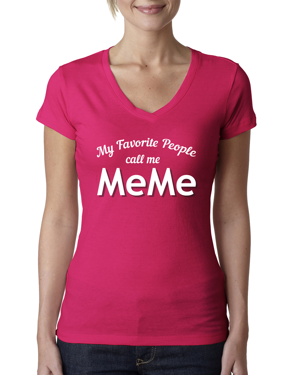 My Favorite People Call Me Meme Mothers Day Women Junior V-Neck Tee - Picture 11 of 12
