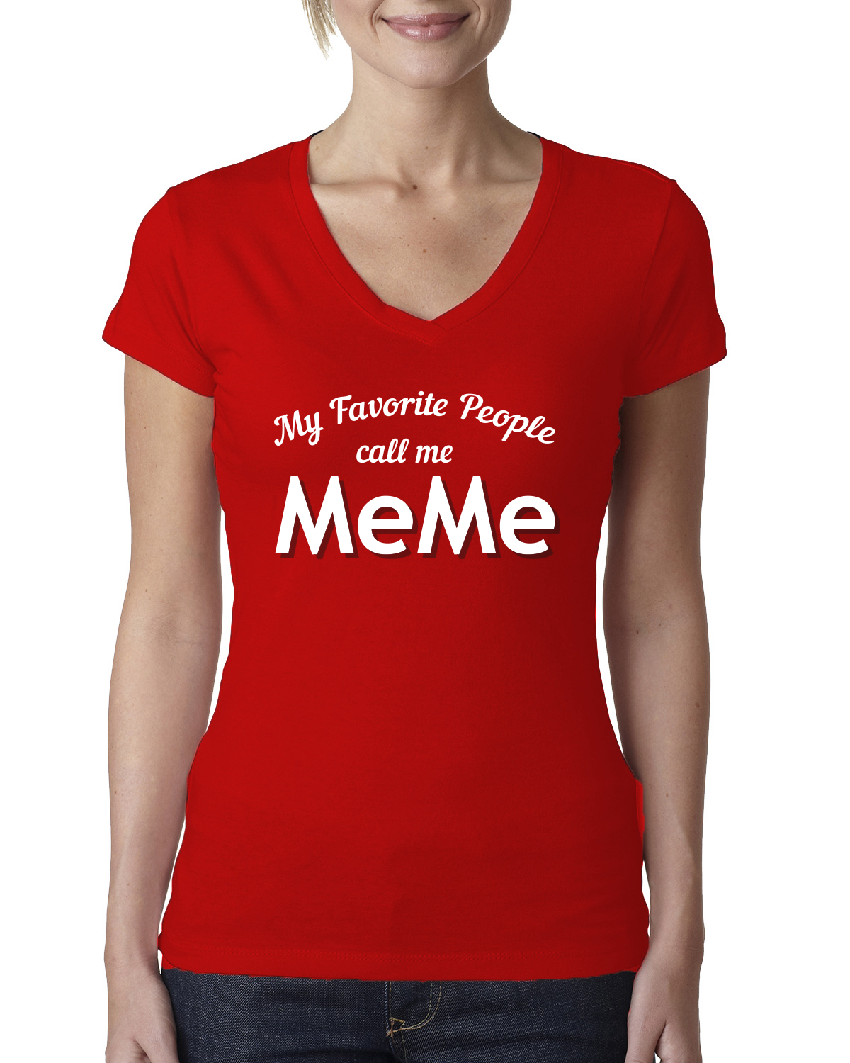 My Favorite People Call Me Meme Mothers Day Women Junior V-Neck Tee - Picture 6 of 12