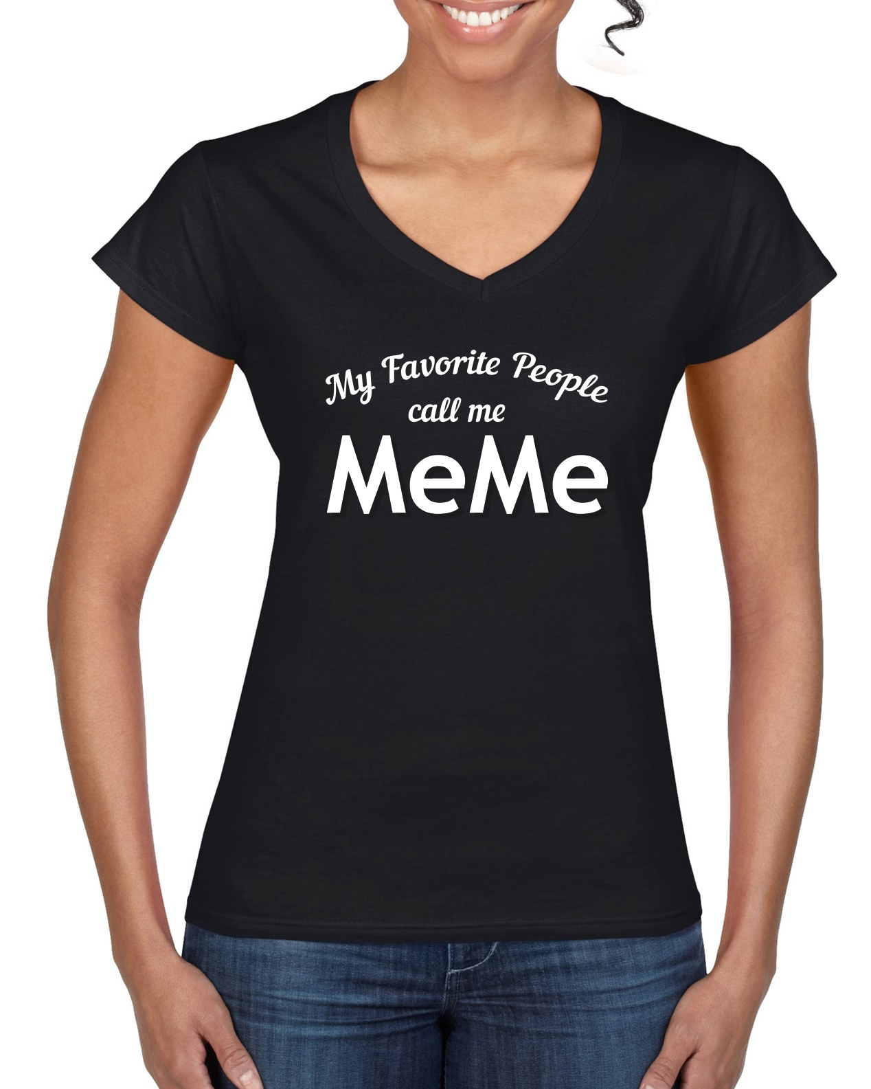 My Favorite People Call Me Meme Mothers Day Women Standard V-Neck Tee - Picture 3 of 7