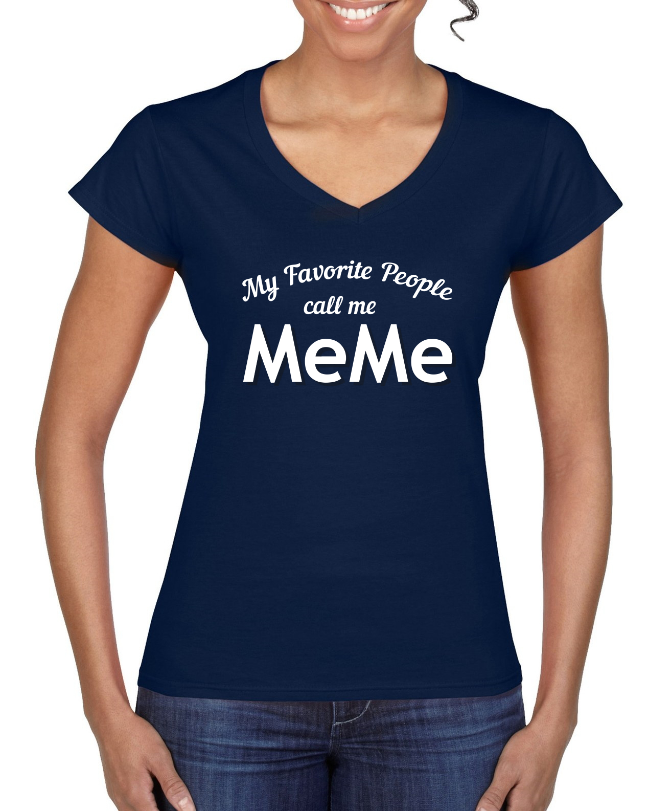 My Favorite People Call Me Meme Mothers Day Women Standard V-Neck Tee - Picture 5 of 7
