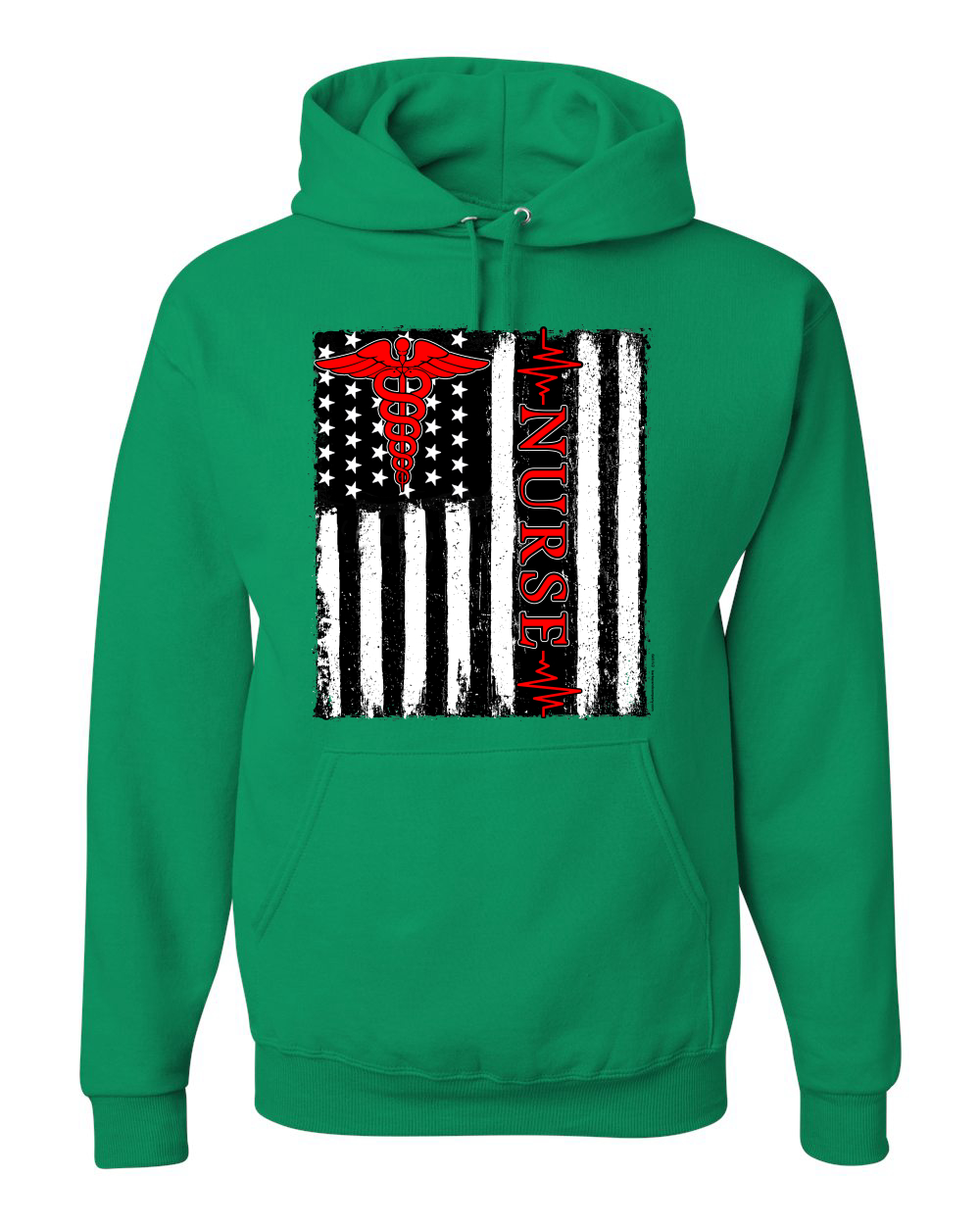 Support Nurses Health Workers American Flag Pride Unisex Hooded Sweatshirt - Picture 8 of 20