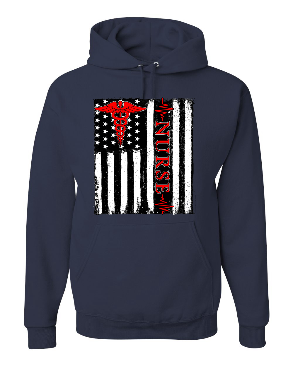 Support Nurses Health Workers American Flag Pride Unisex Hooded Sweatshirt - Picture 11 of 20