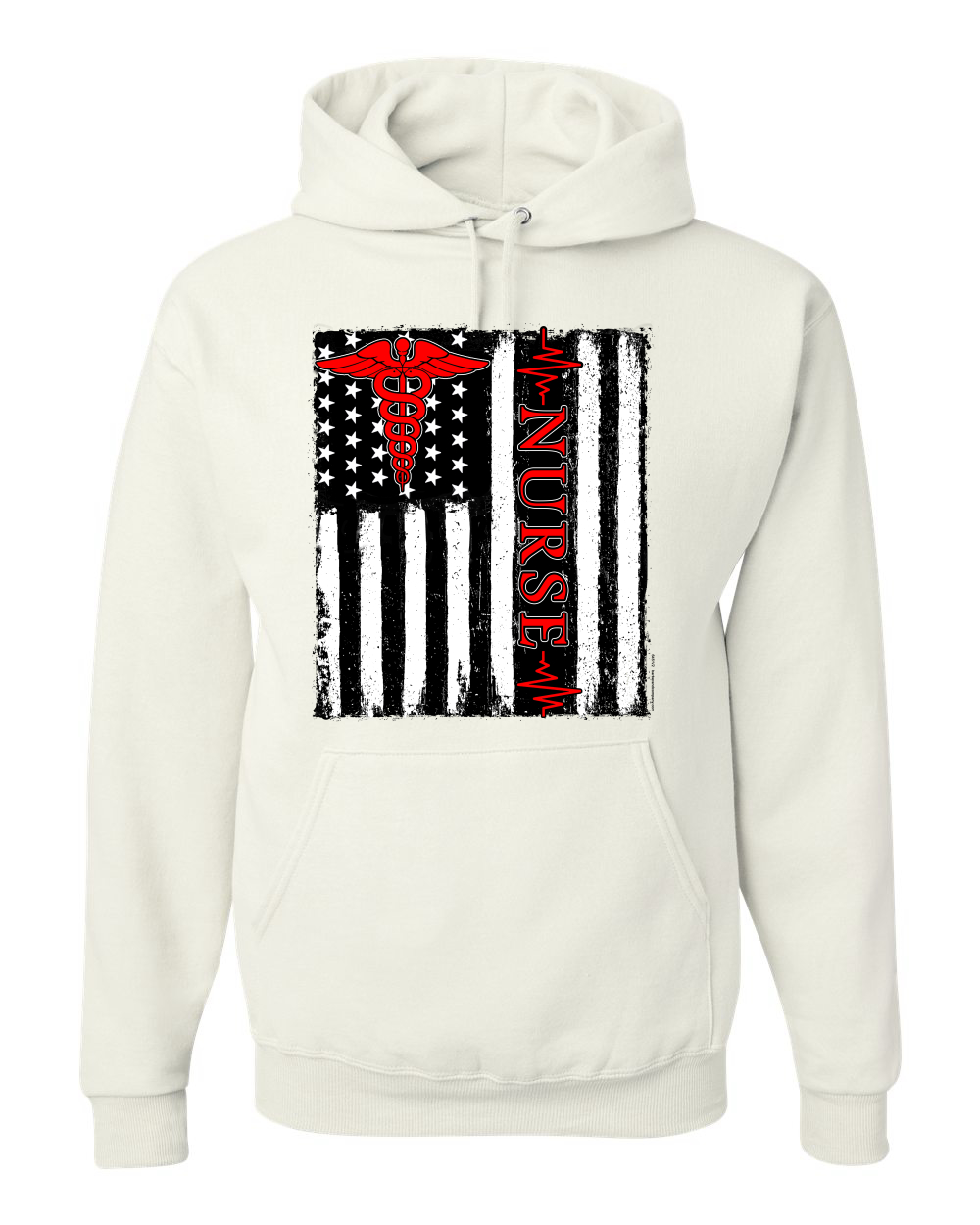 Support Nurses Health Workers American Flag Pride Unisex Hooded Sweatshirt - Picture 20 of 20