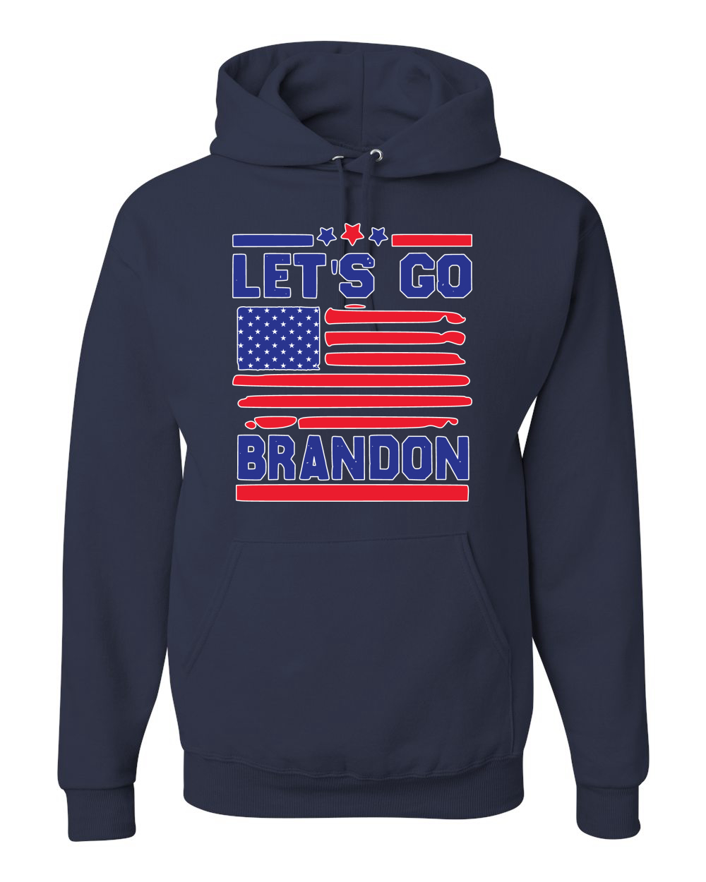 Lets Go Brandon Patriotic FJB USA Flag Political Unisex Hooded Sweatshirt - Picture 11 of 22