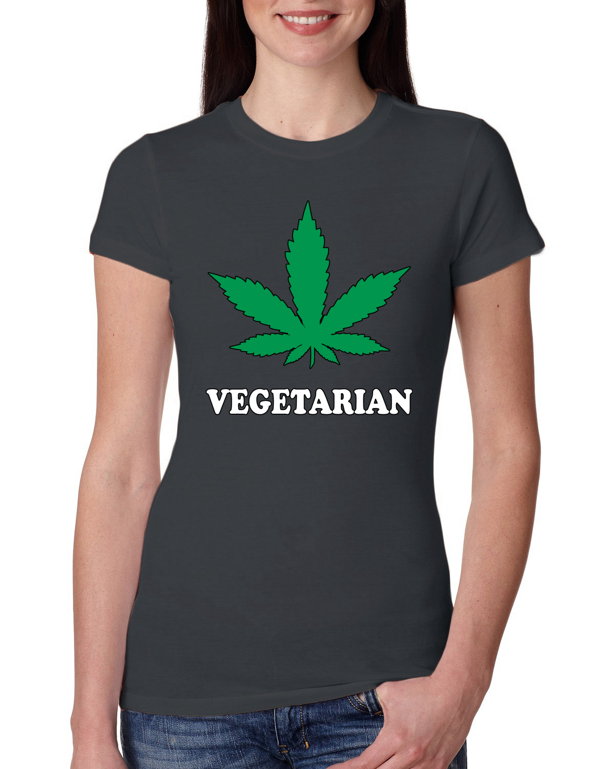 Camiseta vegetariana para fumar marihuana 420 mujer calce ajustado junior - Imagen 8 de 10