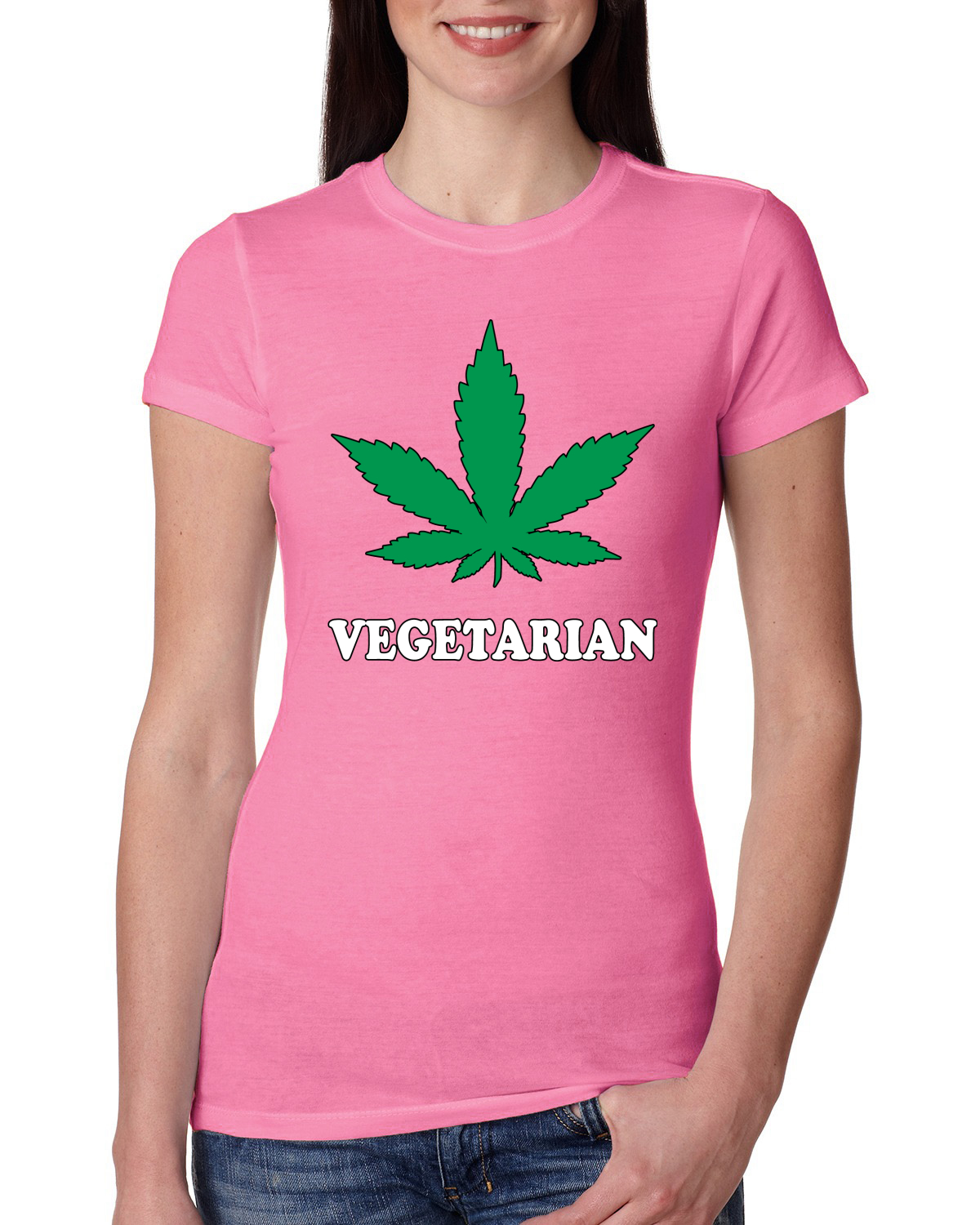 Camiseta vegetariana para fumar marihuana 420 mujer calce ajustado junior - Imagen 9 de 10