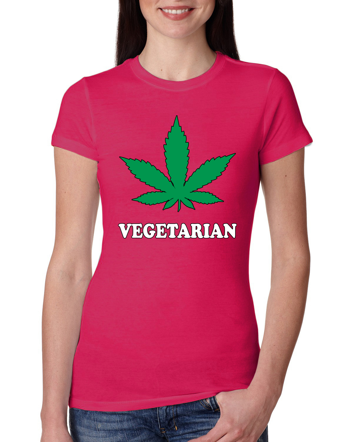 Camiseta vegetariana para fumar marihuana 420 mujer calce ajustado junior - Imagen 10 de 10