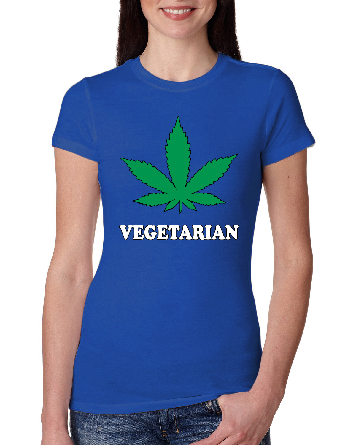 Camiseta vegetariana para fumar marihuana 420 mujer calce ajustado junior - Imagen 6 de 10