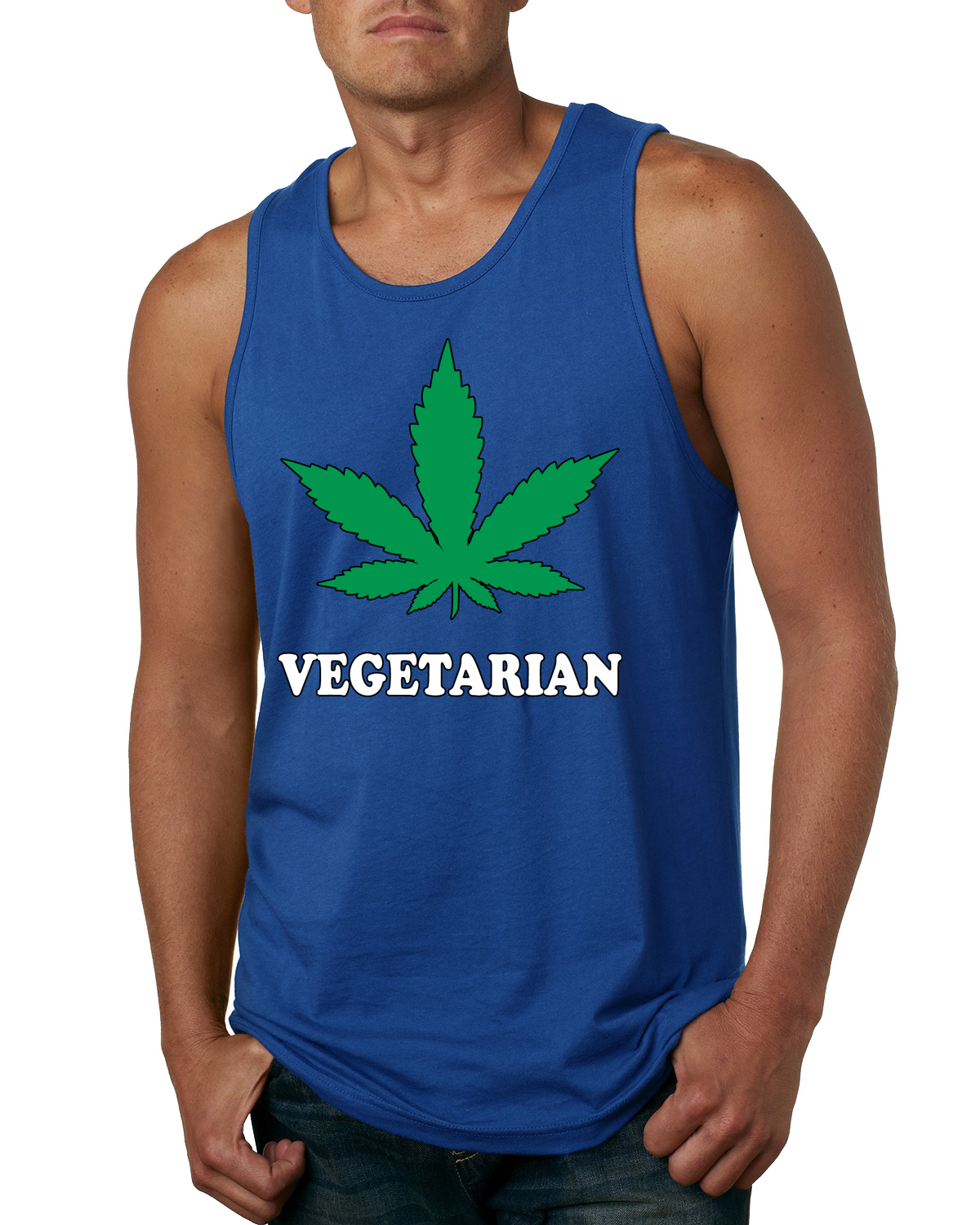 Vegetarian Weed Smoker Pot Marijuana 420 Mens Graphic Tank Top - Picture 6 of 7
