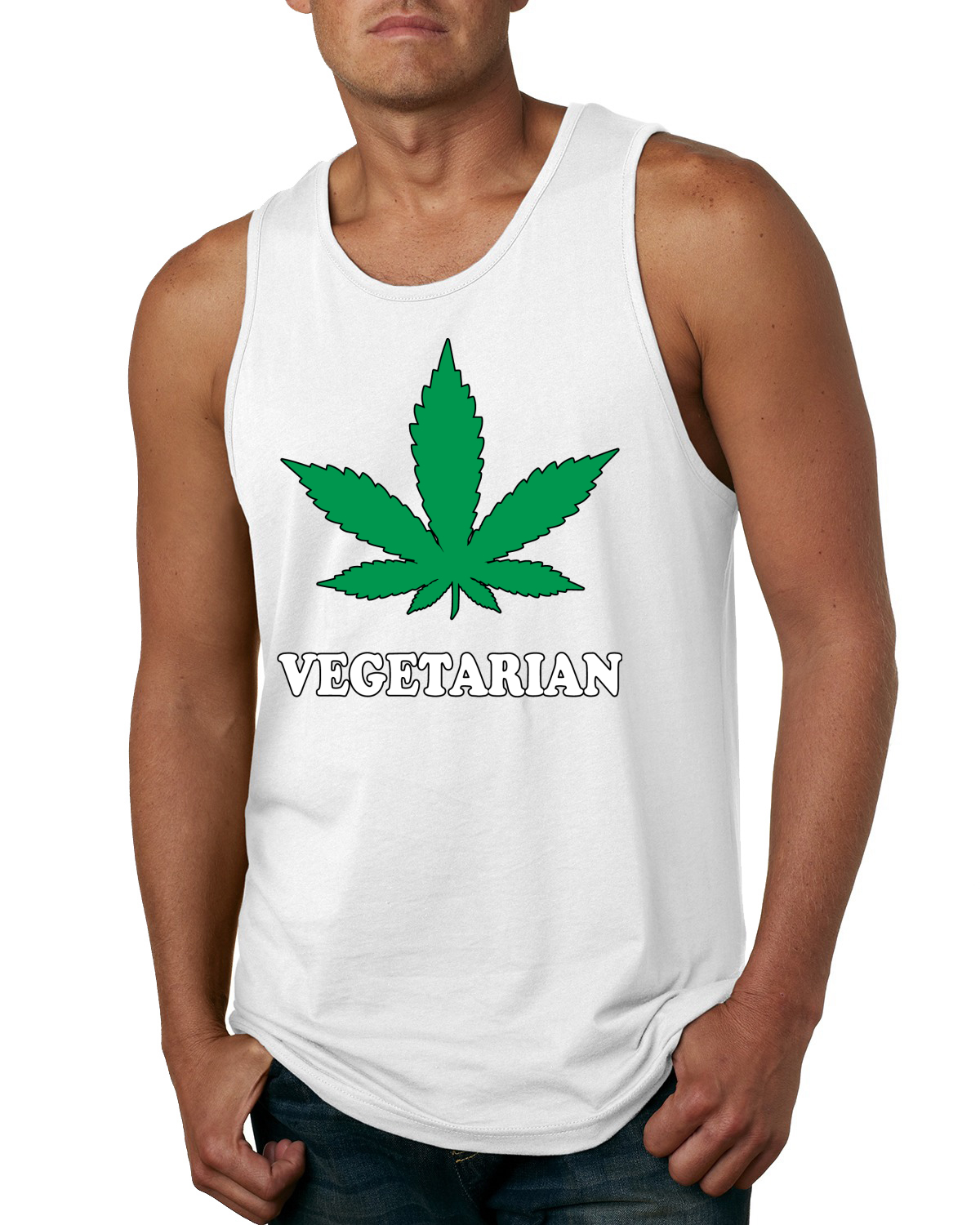 Vegetarian Weed Smoker Pot Marijuana 420 Mens Graphic Tank Top - Picture 7 of 7