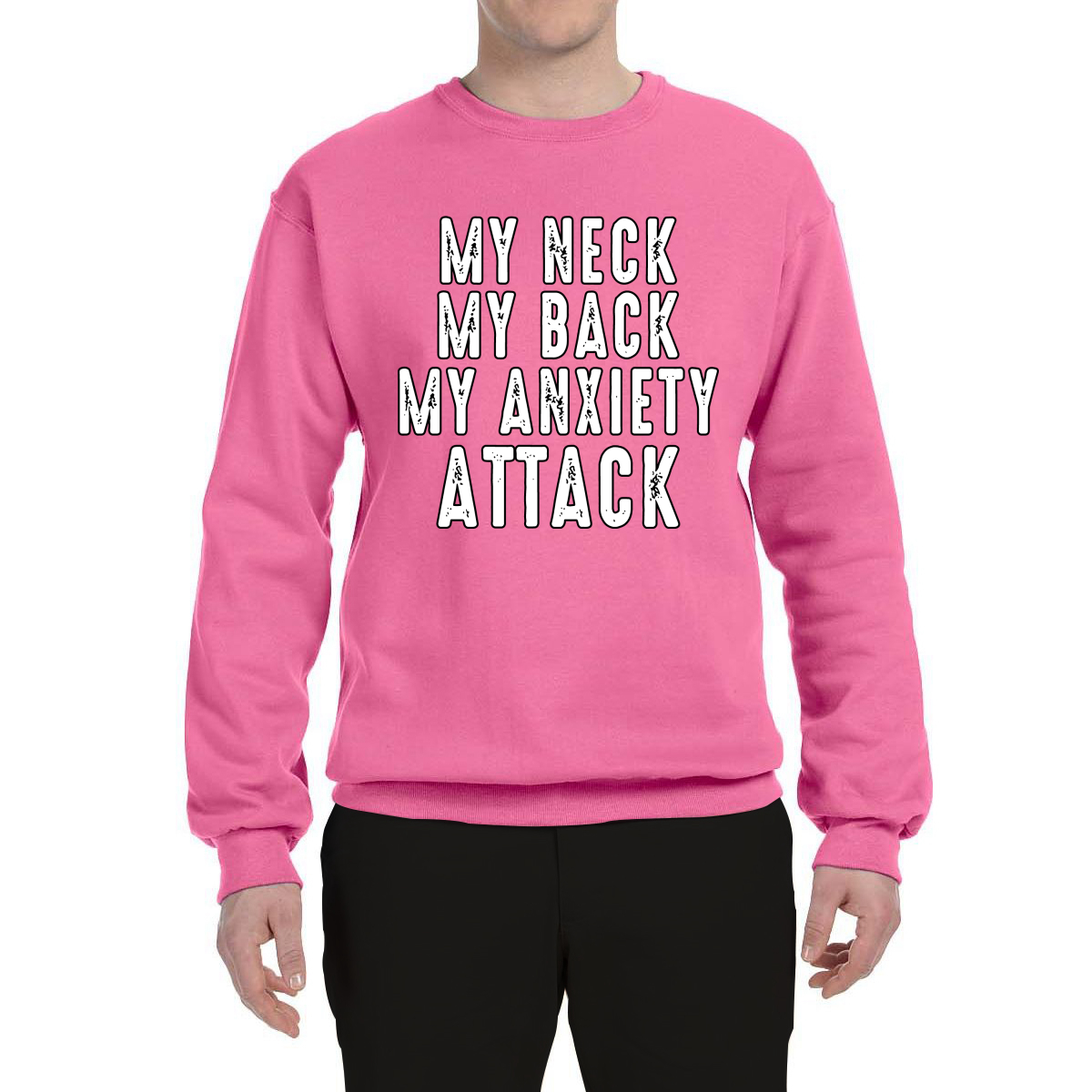 graphke Becoming Spontaniously Nervous for No Reason and Sweating is My Cardio Unisex Crew Neck Sweatshirt 