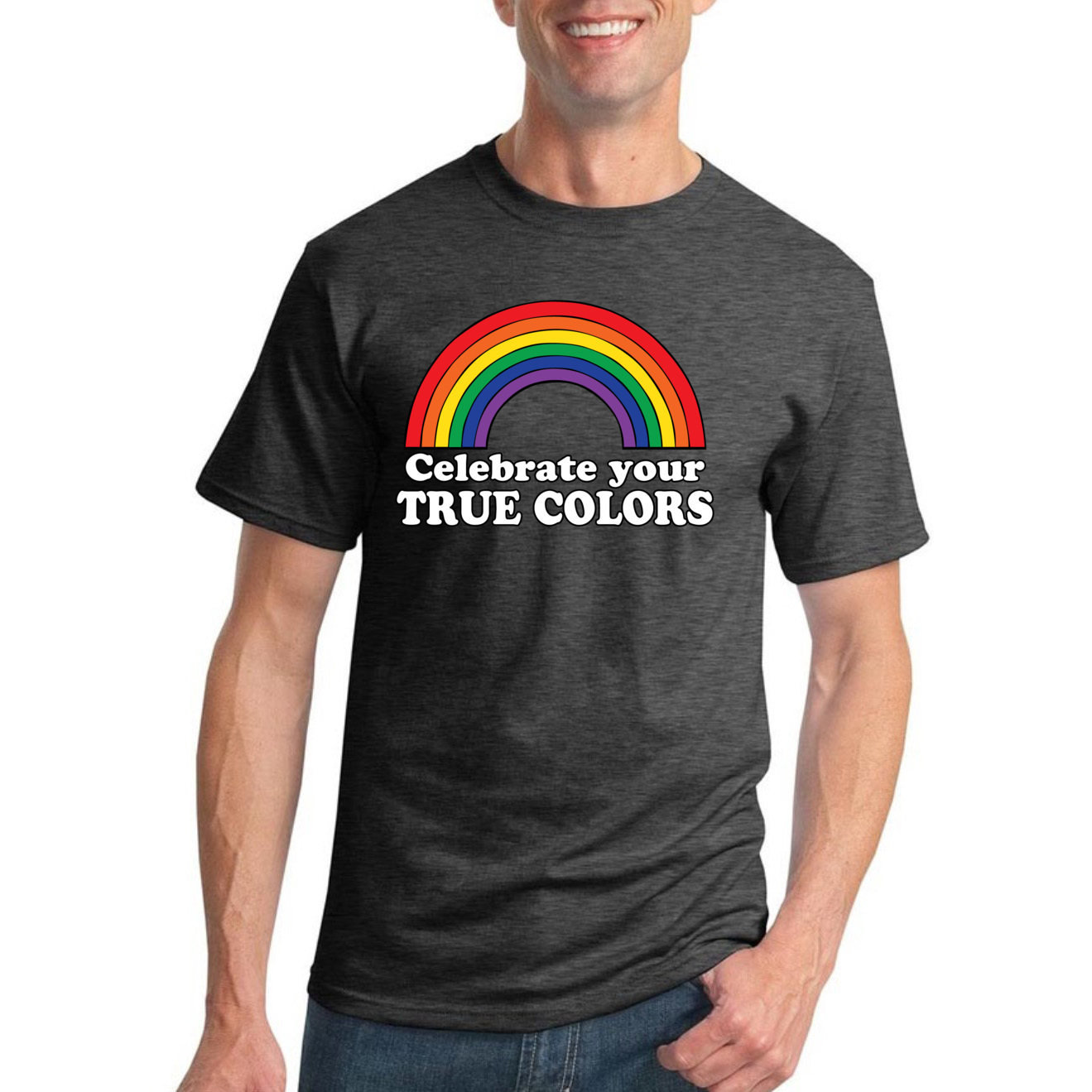 Camiseta Celebra True Colors Arco Iris Hombres Orgullo LGBT Gay Lesbiana Orgullosa T - Imagen 11 de 44