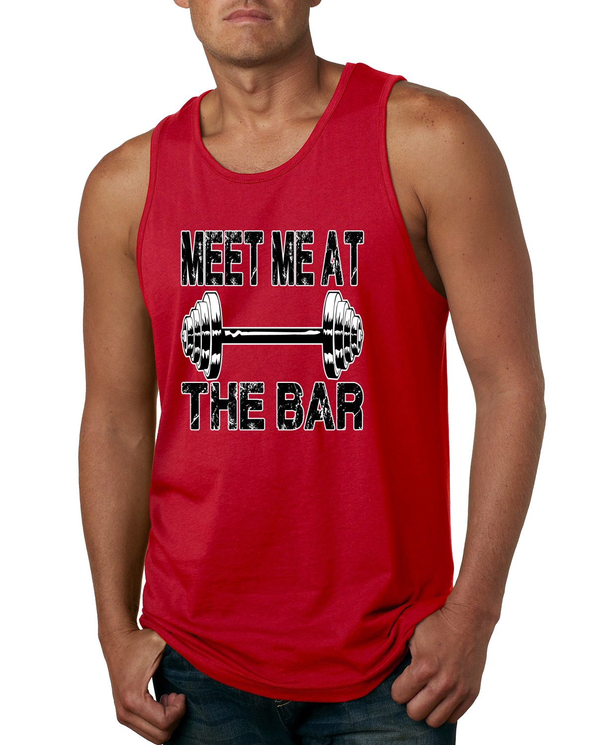 Men's Meet Me At The Bar Red Sleeveless Vest Hoodie Workout Gym Fitness Muscle