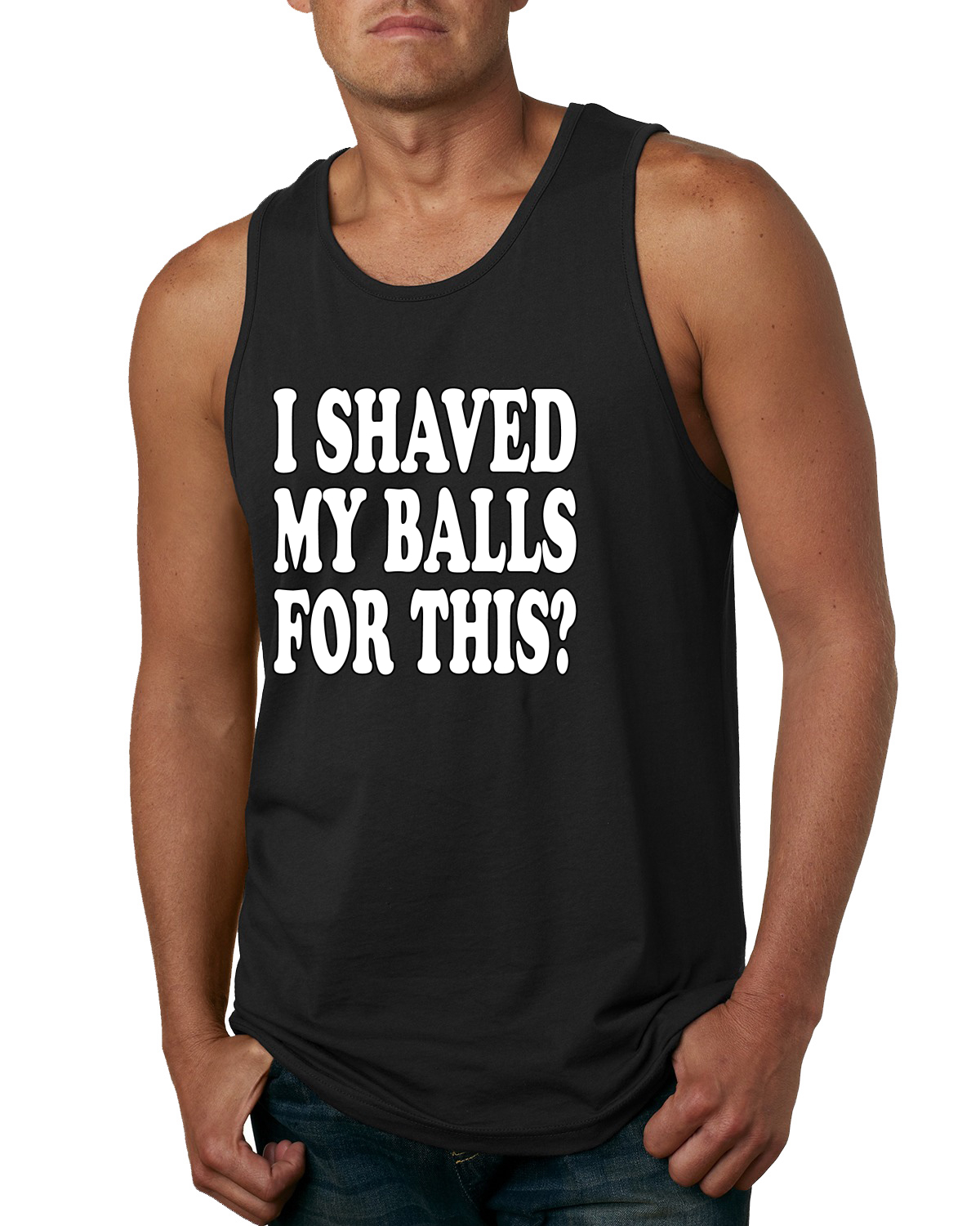 Camiseta sin mangas gráfica I Shaved My Balls For This para hombre - Imagen 4 de 10