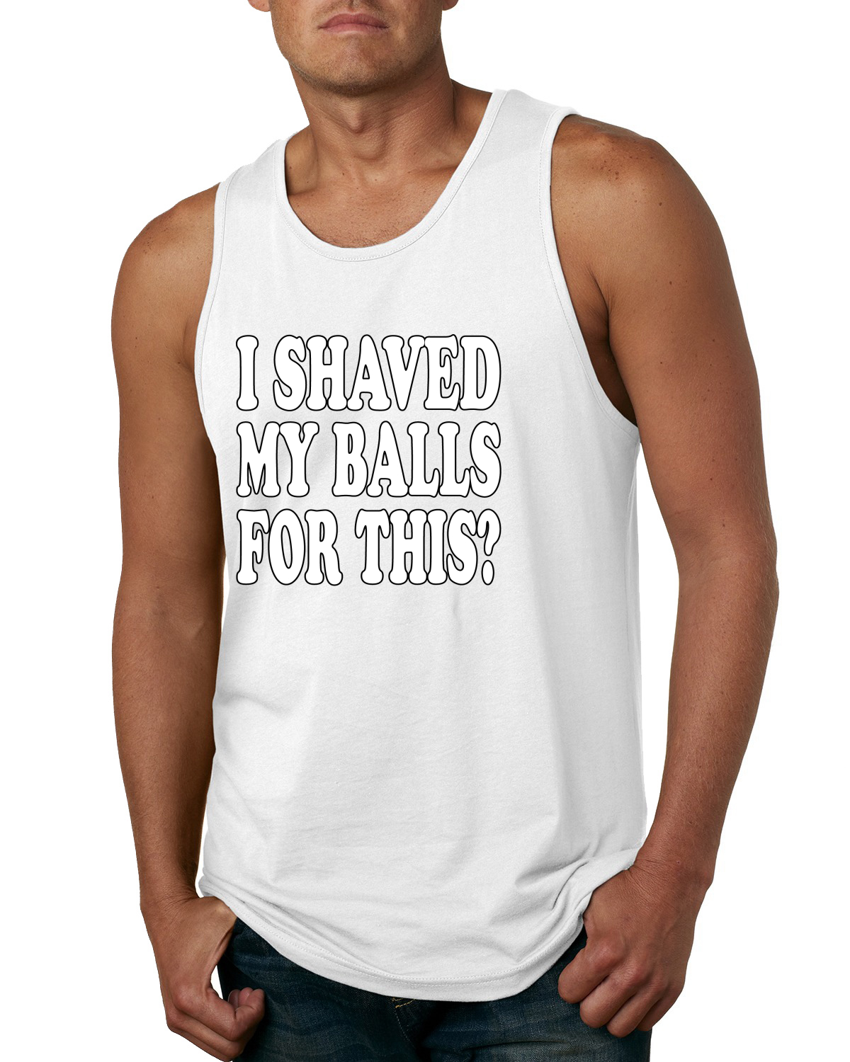 Camiseta sin mangas gráfica I Shaved My Balls For This para hombre - Imagen 9 de 10