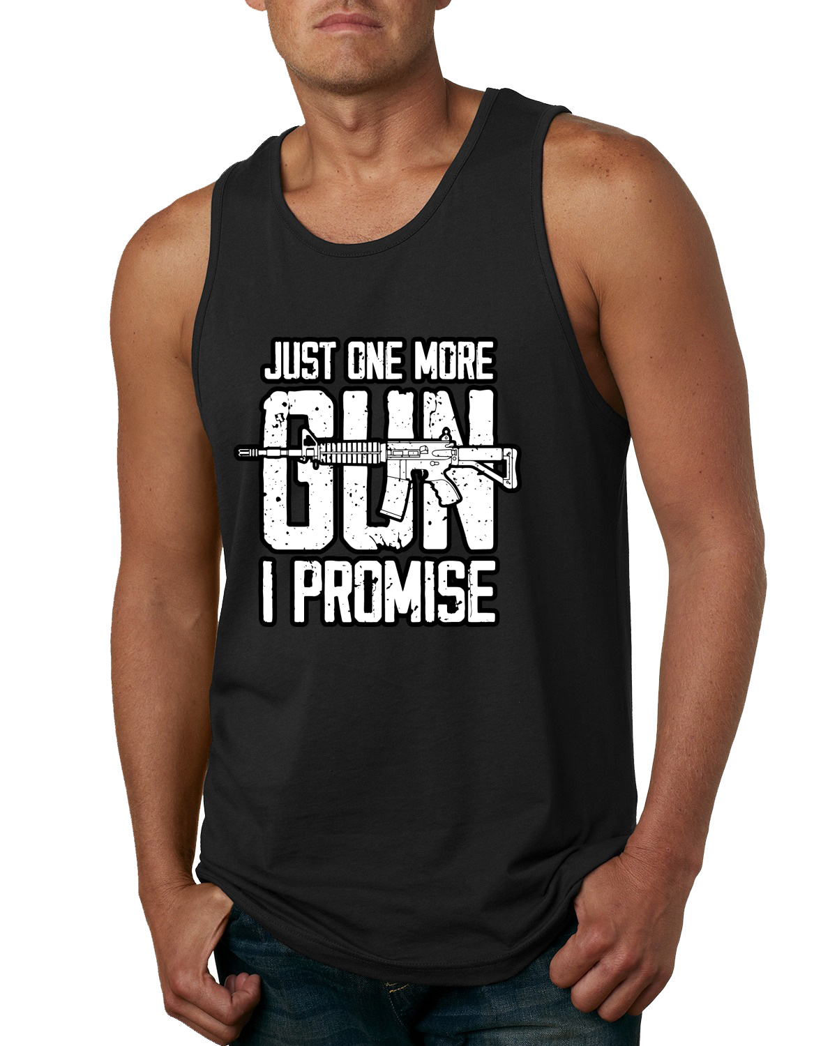Camiseta sin mangas Just One More Gun I Promise Humor para hombre - Imagen 2 de 8