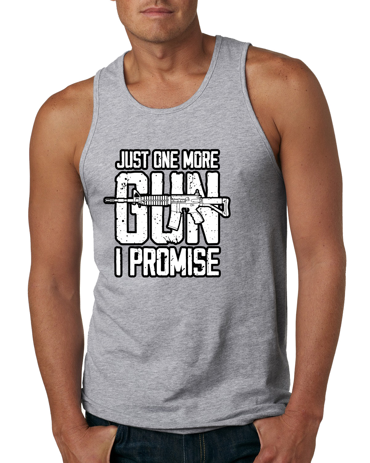 Camiseta sin mangas Just One More Gun I Promise Humor para hombre - Imagen 4 de 8