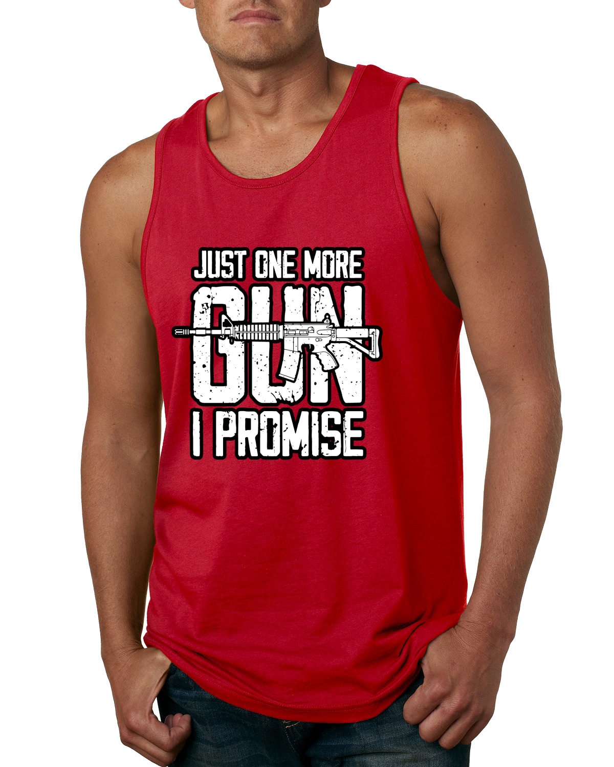 Camiseta sin mangas Just One More Gun I Promise Humor para hombre - Imagen 6 de 8