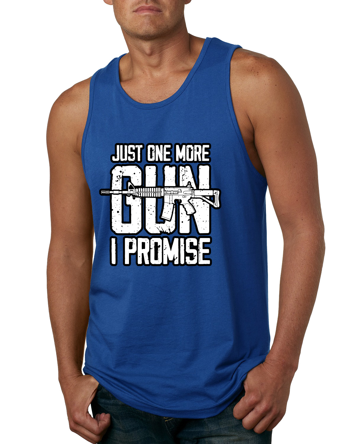 Camiseta sin mangas Just One More Gun I Promise Humor para hombre - Imagen 7 de 8