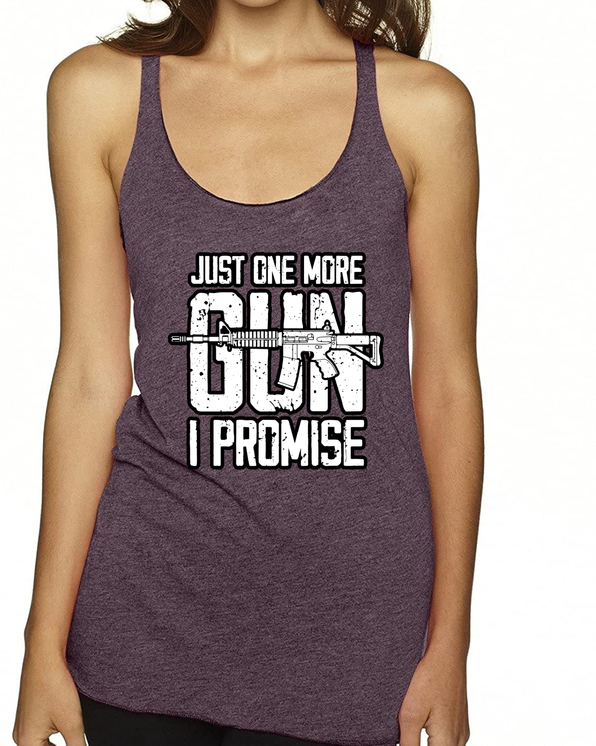 Just One More Gun I Promise Humor Tri-Blend Racerback Tank Top - Picture 15 of 15