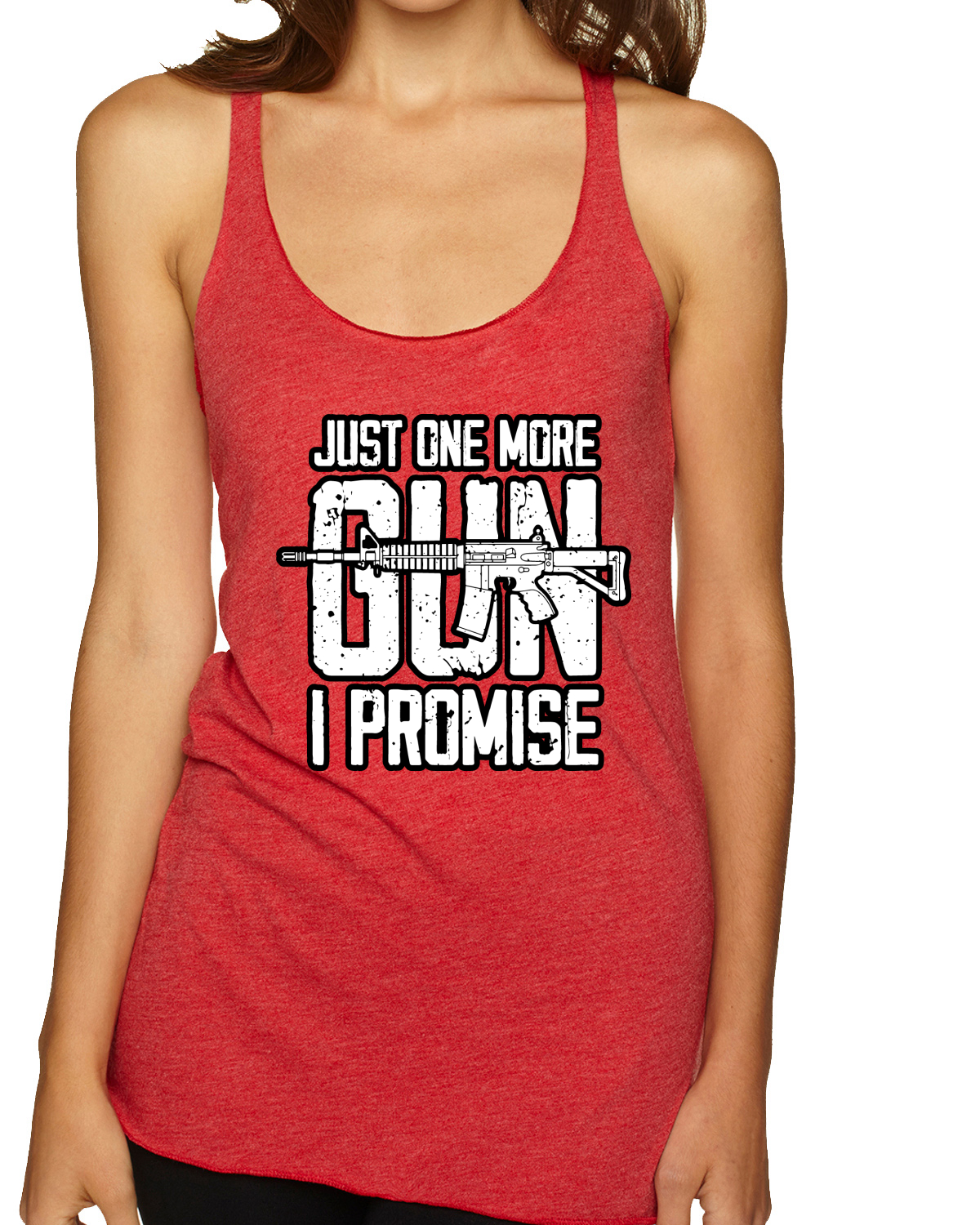 Just One More Gun I Promise Humor Tri-Blend Racerback Tank Top - Picture 10 of 15