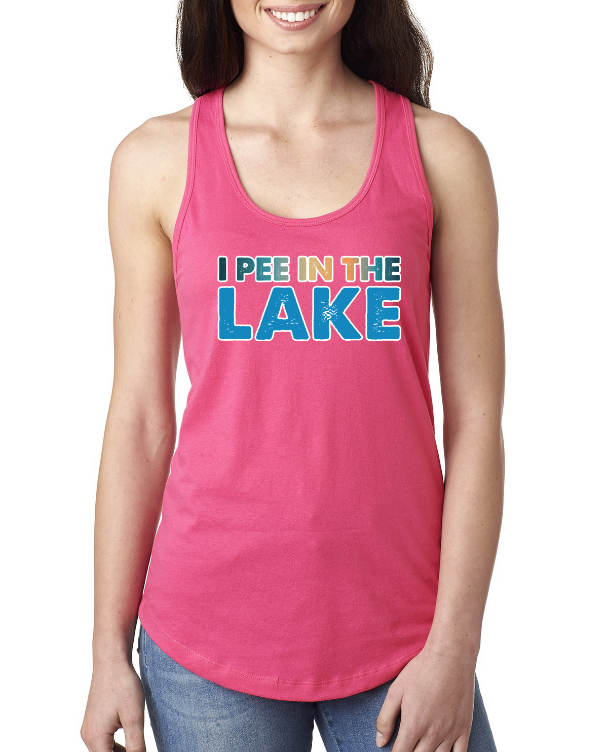 Camiseta sin mangas I Pee In the Lake Humor para damas Racerback - Imagen 10 de 14