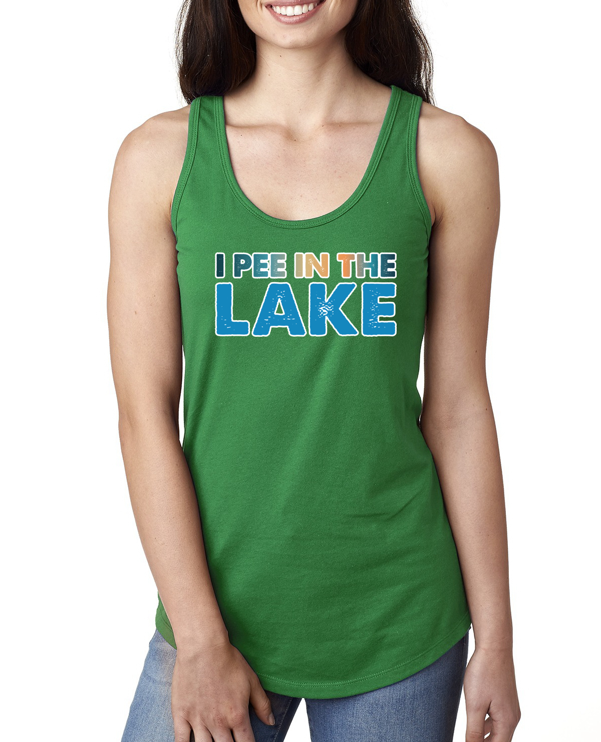 Camiseta sin mangas I Pee In the Lake Humor para damas Racerback - Imagen 4 de 14