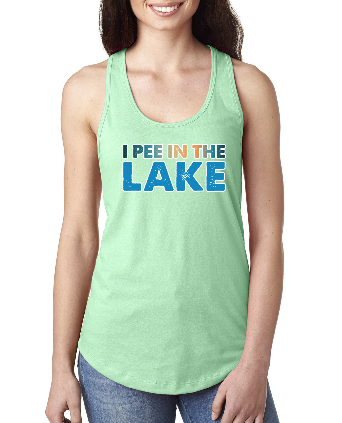 Camiseta sin mangas I Pee In the Lake Humor para damas Racerback - Imagen 11 de 14