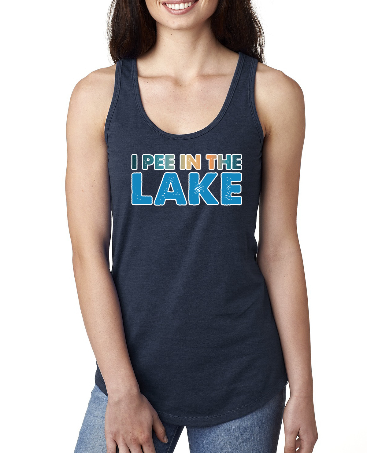 Camiseta sin mangas I Pee In the Lake Humor para damas Racerback - Imagen 5 de 14