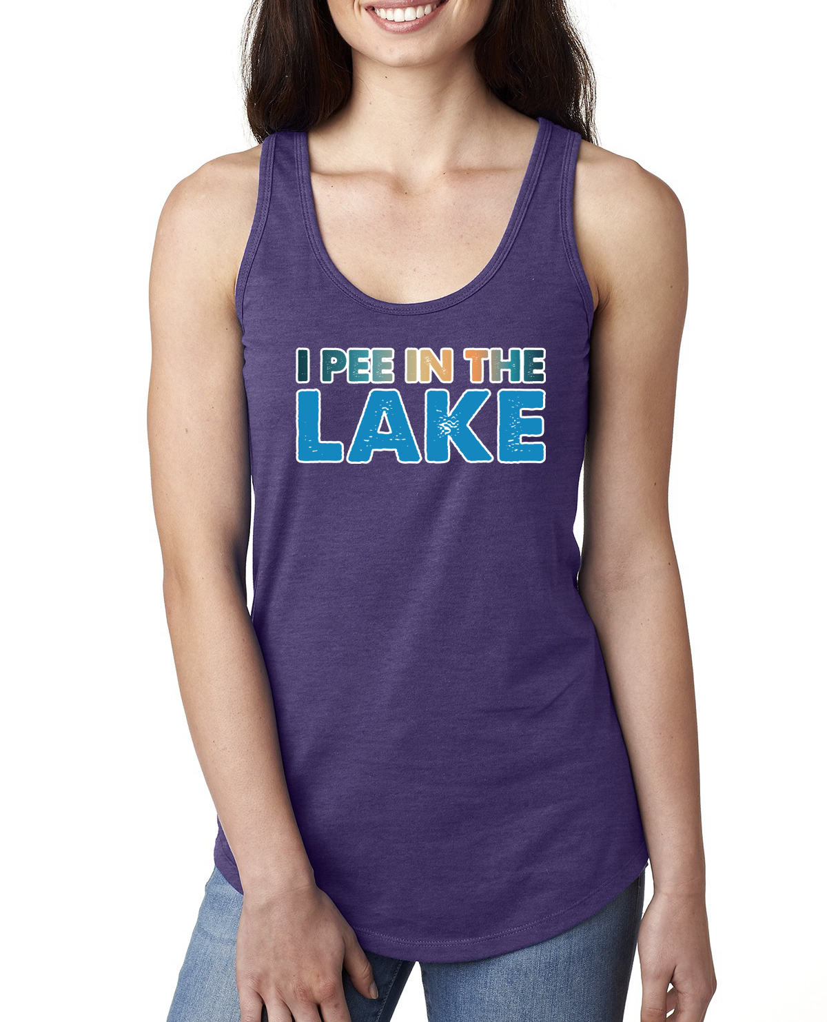 Camiseta sin mangas I Pee In the Lake Humor para damas Racerback - Imagen 12 de 14