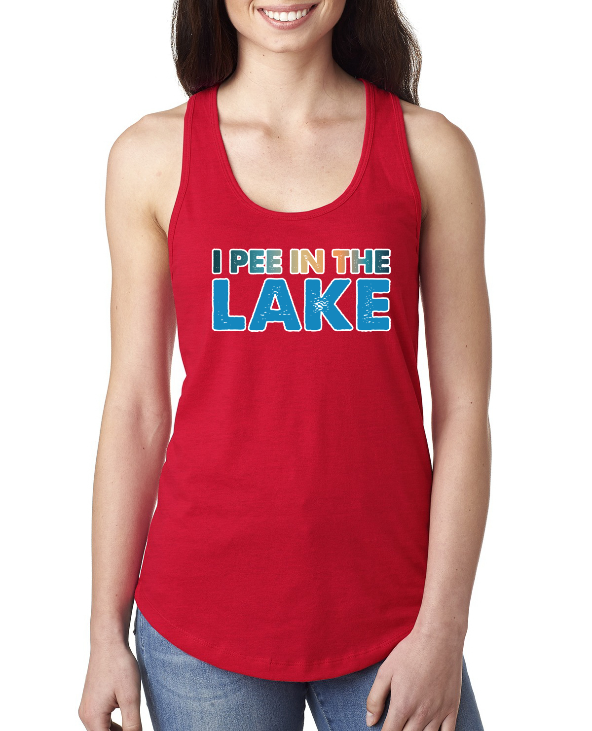 Camiseta sin mangas I Pee In the Lake Humor para damas Racerback - Imagen 6 de 14