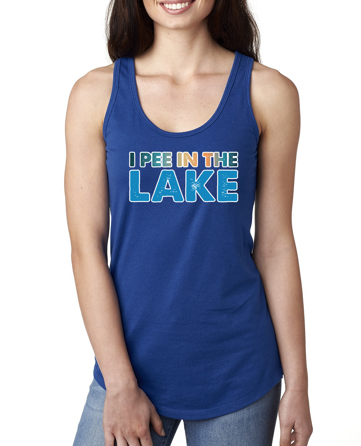 Camiseta sin mangas I Pee In the Lake Humor para damas Racerback - Imagen 7 de 14