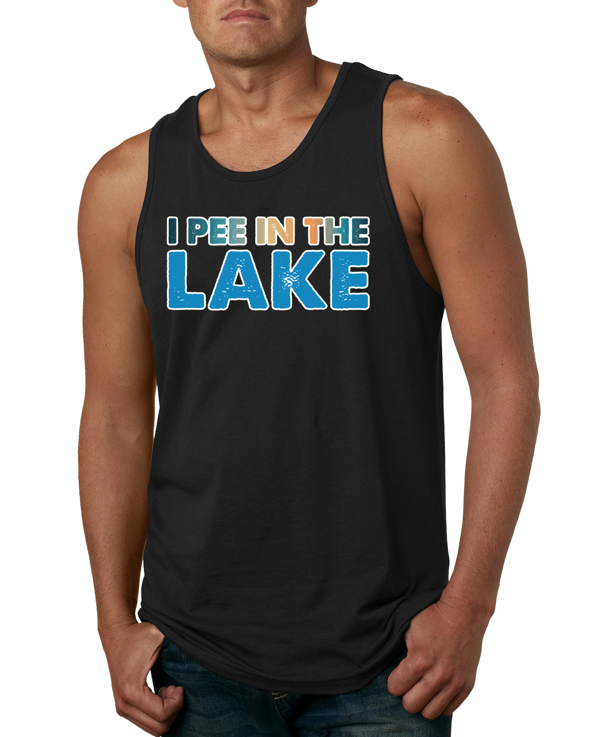 I Pee In the Lake Humor Men Tank Top