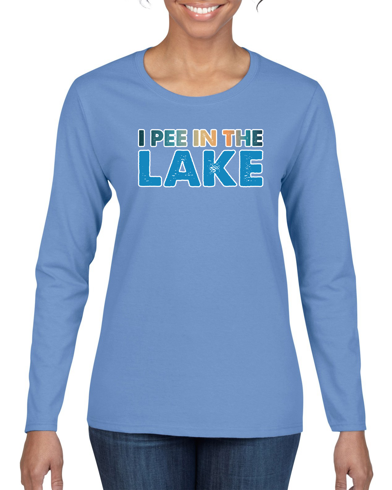 Camiseta I Pee In the Lake Humor para mujer gráfica manga larga - Imagen 12 de 12