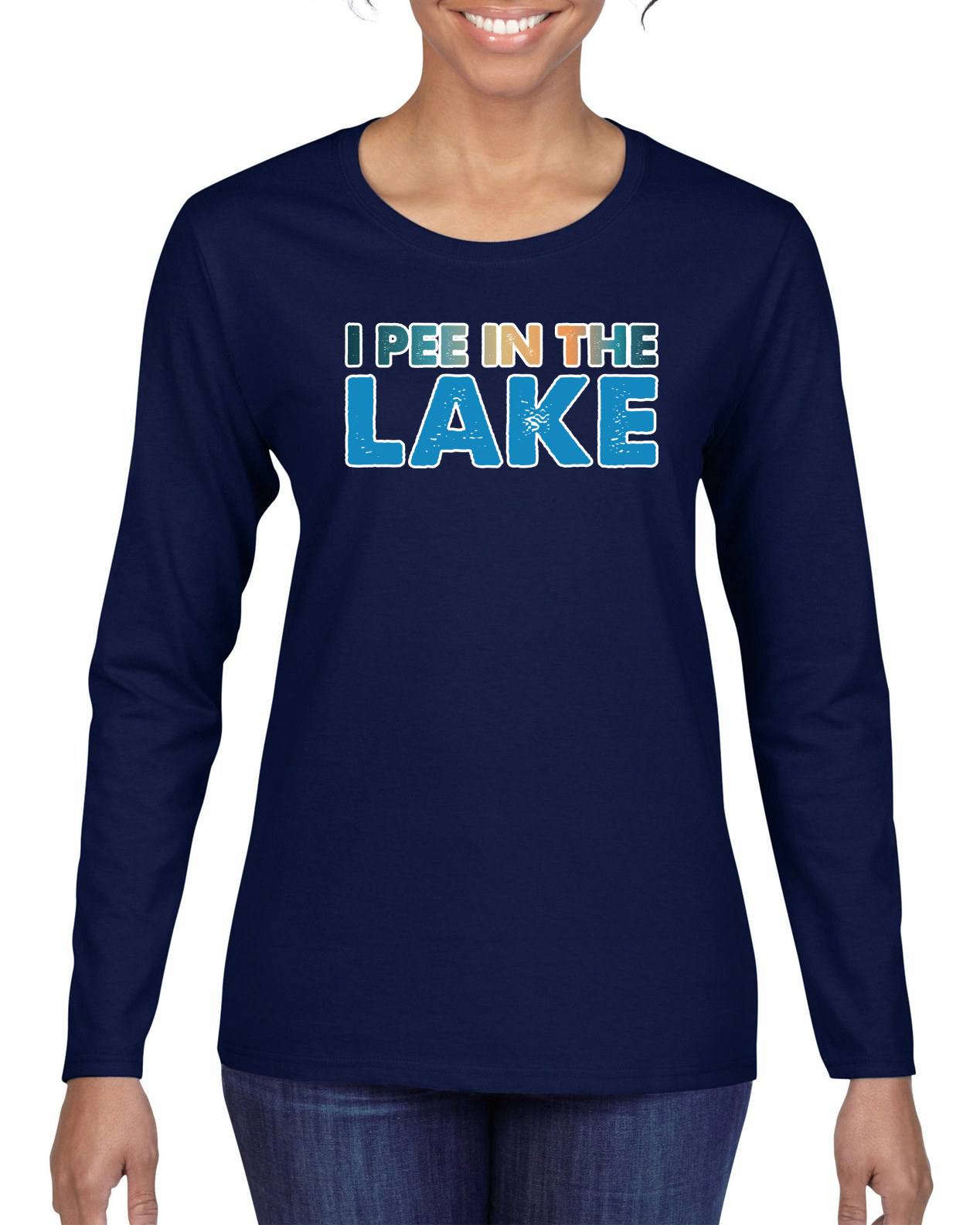 Camiseta I Pee In the Lake Humor para mujer gráfica manga larga - Imagen 7 de 12
