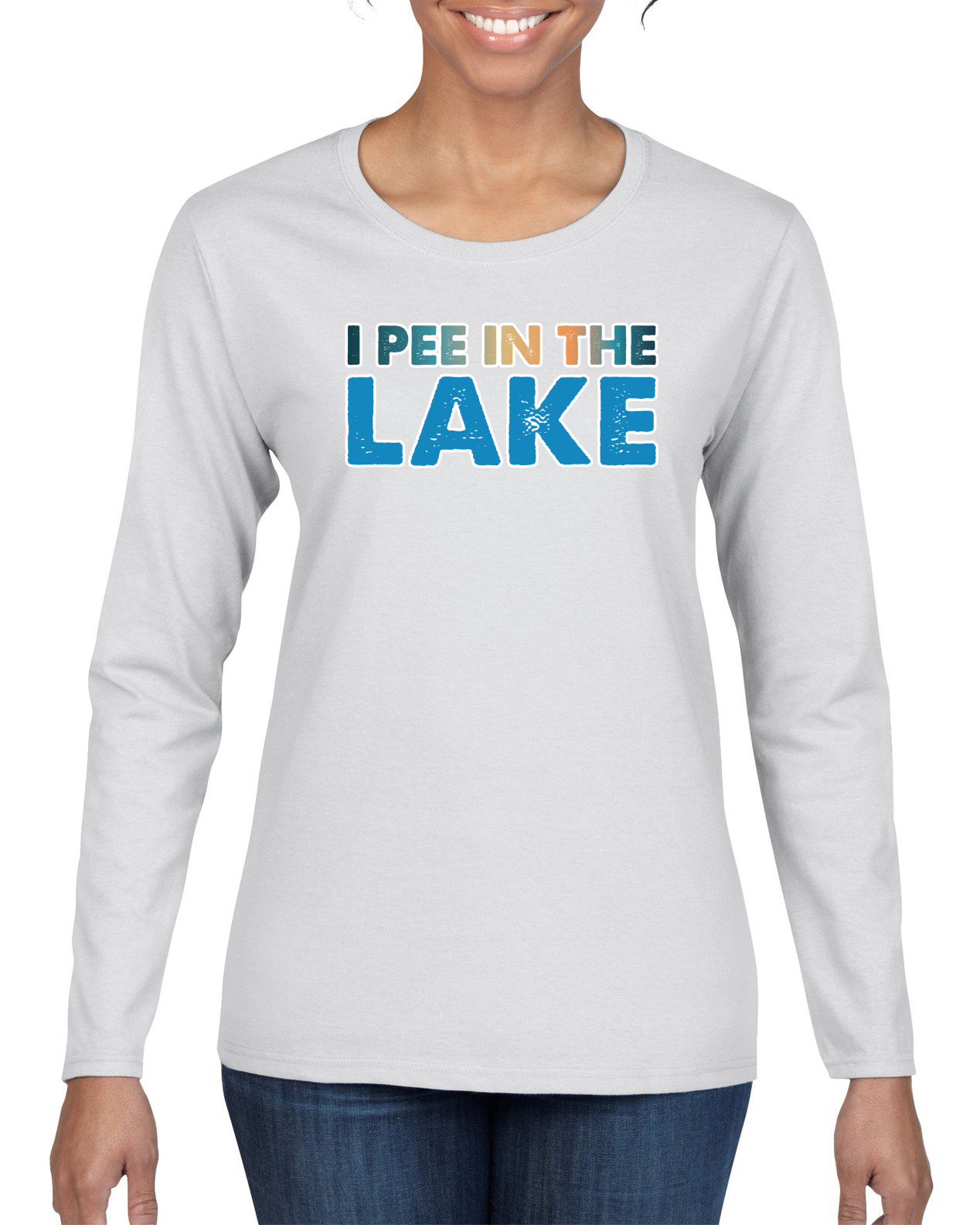 Camiseta I Pee In the Lake Humor para mujer gráfica manga larga - Imagen 11 de 12