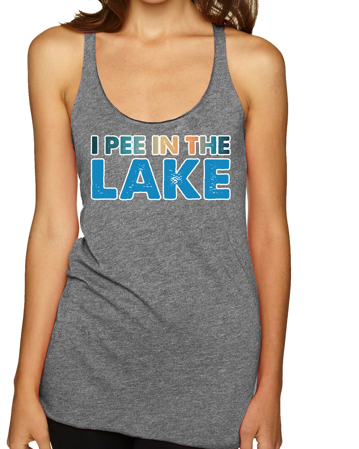 Camiseta sin mangas I Pee In the Lake Humor Tri-Blend Racerback - Imagen 7 de 15